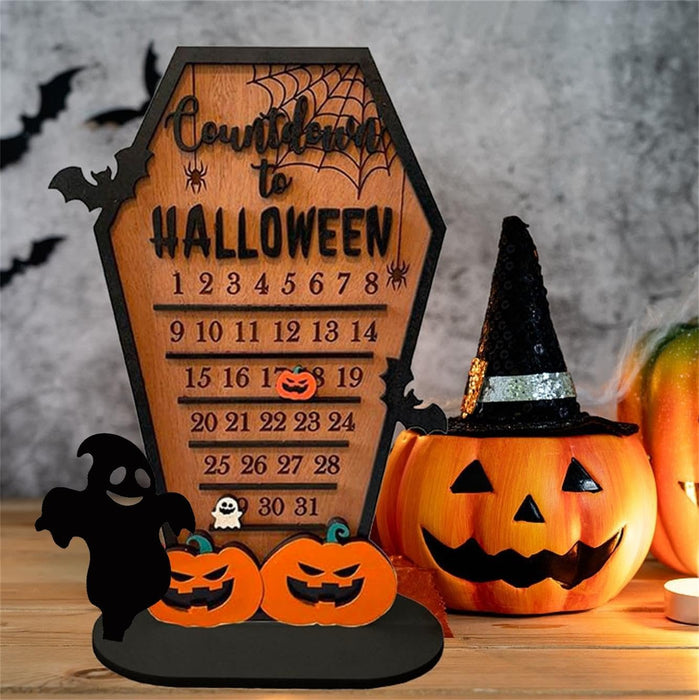 Wooden Halloween Decorative Decorations - Tabletop Wooden Ornament Christmas Countdown Calendar - Gear Elevation