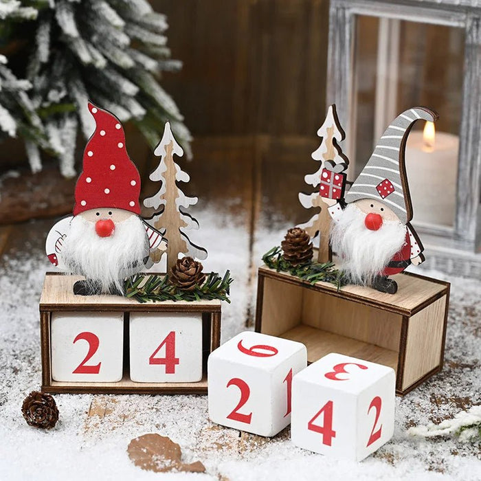 Wooden Painted Christmas Countdown Calendar – Festive Christmas Home Decor & New Year Countdown Gift - Gear Elevation