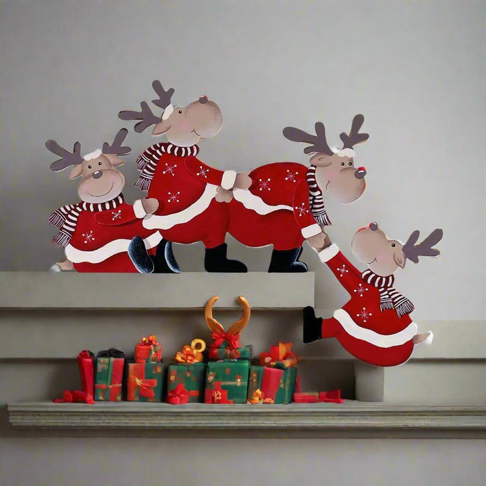 Wooden Santa & Reindeer Door Frame Décor – Festive Ornament for Christmas Cheer & Perfect New Year Gifts - Gear Elevation