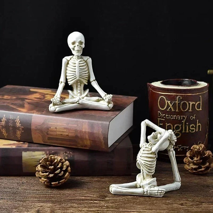 Yoga Skeleton Sculpture - Creative Human Skeleton Yoga Skull Resin Handicrafts - Gear Elevation