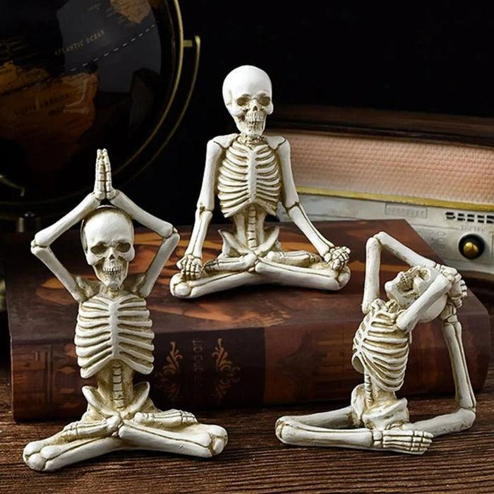 Yoga Skeleton Sculpture - Creative Human Skeleton Yoga Skull Resin Handicrafts - Gear Elevation