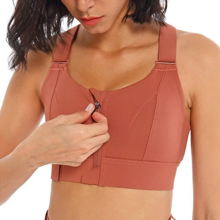 Zip - Front Sports Bra – Adjustable, Shockproof Athletic Crop Top for Gym & Yoga - Gear Elevation