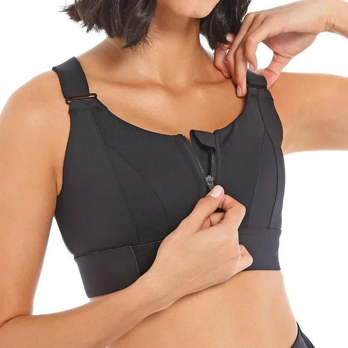 Zip - Front Sports Bra – Adjustable, Shockproof Athletic Crop Top for Gym & Yoga - Gear Elevation