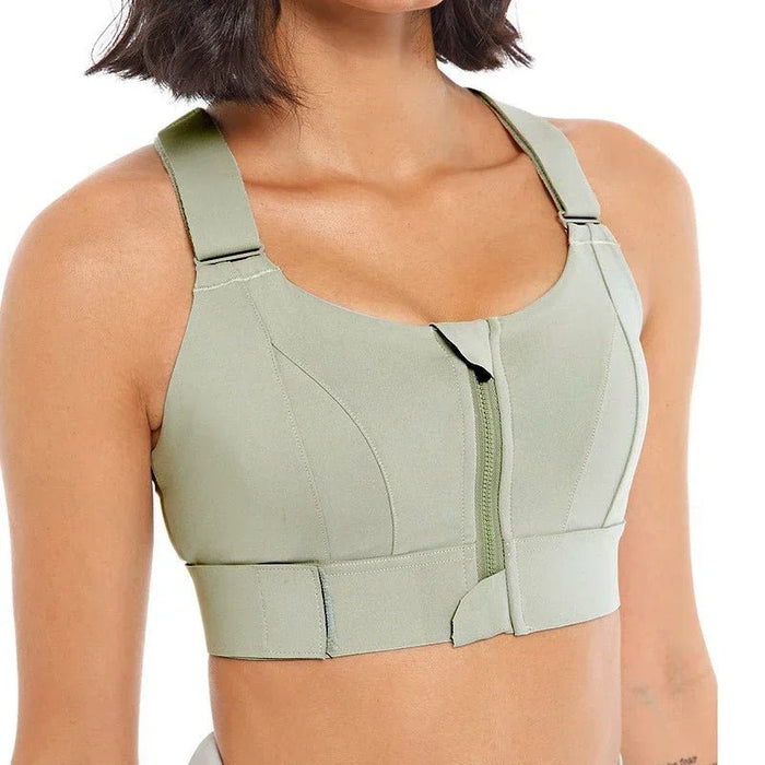 Zip - Front Sports Bra – Adjustable, Shockproof Athletic Crop Top for Gym & Yoga - Gear Elevation