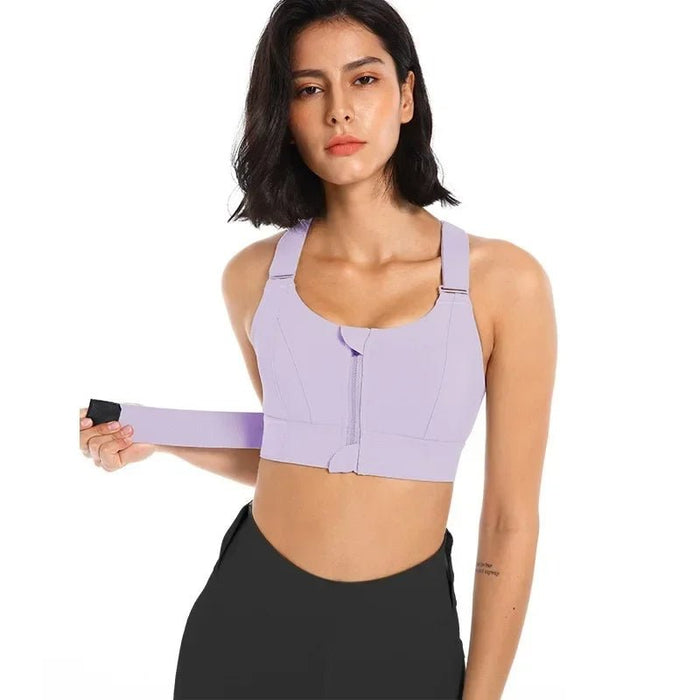 Zip - Front Sports Bra – Adjustable, Shockproof Athletic Crop Top for Gym & Yoga - Gear Elevation