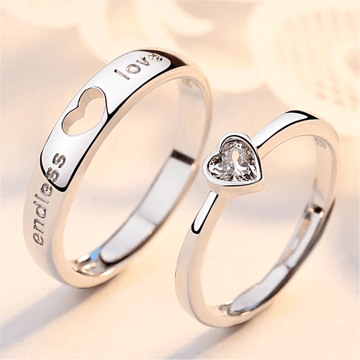 Zircon Heart Couple Rings Set – Timeless Wedding Jewelry for Him and Her Perfect for Valentine's Day - Gear Elevation