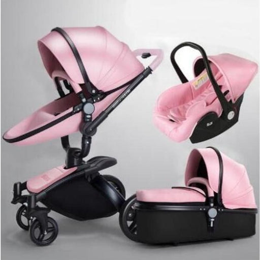 3 in 1 Baby Stroller - Luxury Leather Aluminum Frame Stroller - Gear Elevation