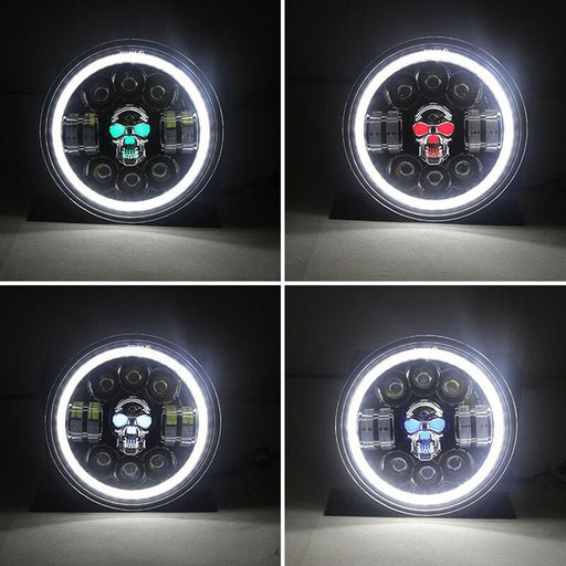 7 Inch Skull LED Headlights - Headlamp Waterproof for Motorcycle/SUV - Gear Elevation