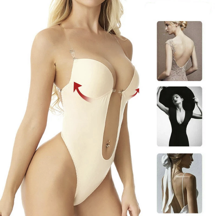 Plunge Backless Body Shaper - Seamless Slimming Bodysuit