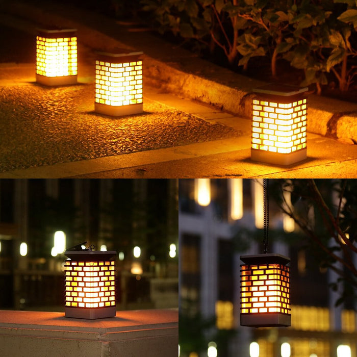 LED Solar Flickering Flame Lantern - Solar Powered Outdoor Garden Light