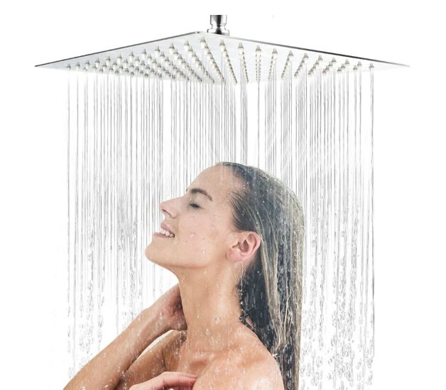 Brushed Golden Rainfall Shower Head - Ultrathin Style Top Shower Head - Gear Elevation