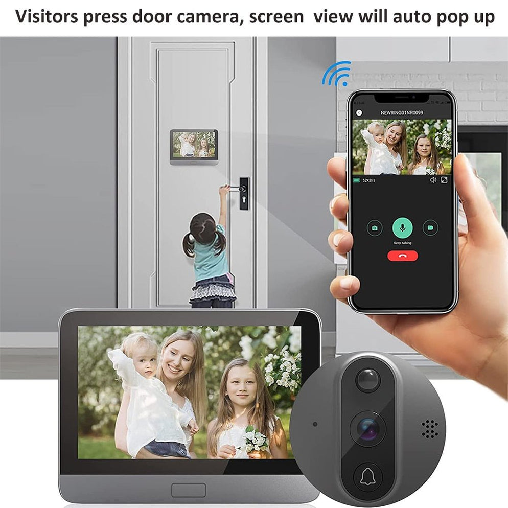 Eye Viewer Digital Door Viewer - 1080P WiFi DoorBell Eye Peephole Camera with Mon ...