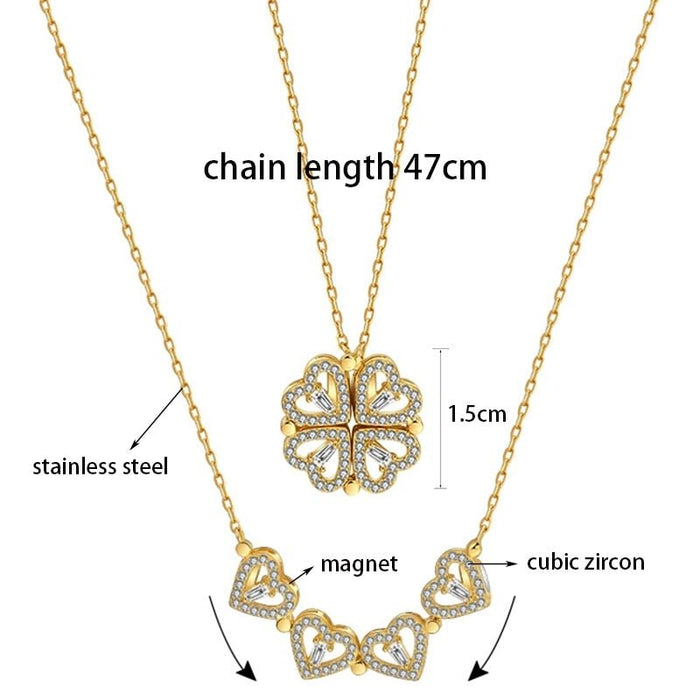 Four-Leaf Heart-shaped Necklace - Gear Elevation