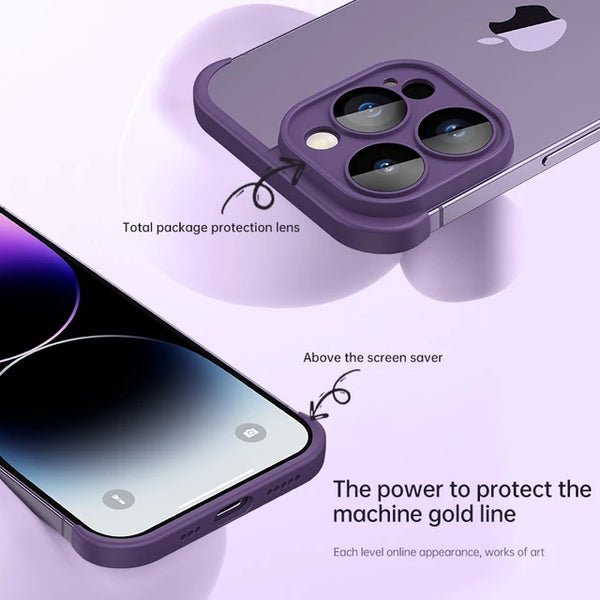 Frameless Bumper with Glass Lens Protector - Shockproof Phone Cover On iPhone 12 13 and 14 - Gear Elevation