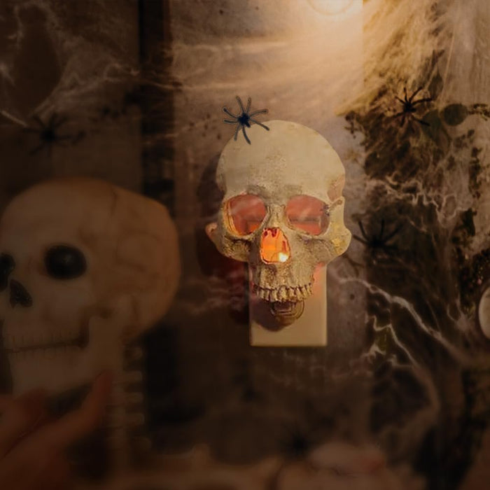 Human Skull Light - Gothic Skeleton Skull Plug Into Wall Night Light - Gear Elevation