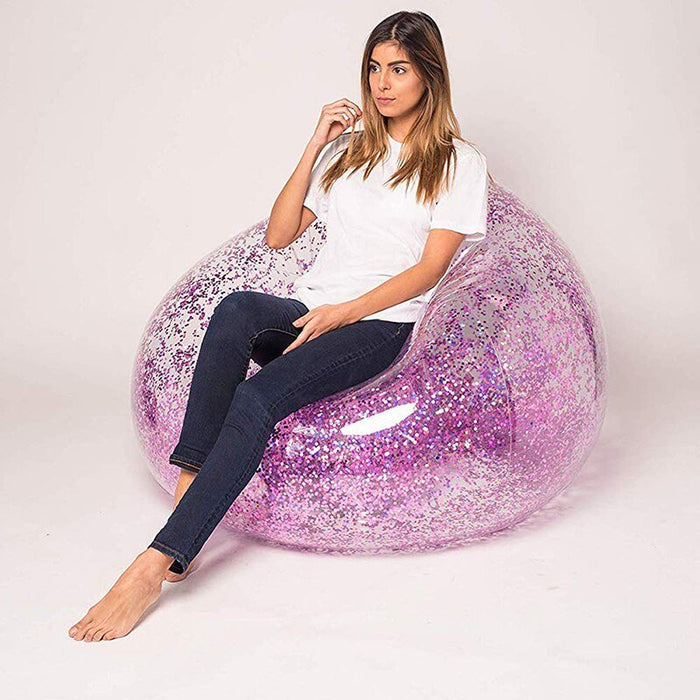 Inflatable Glitter Chair - Beanbag Chair for Living Room, Kids Room, Game Rooms, Outdoors or Indoors - Gear Elevation