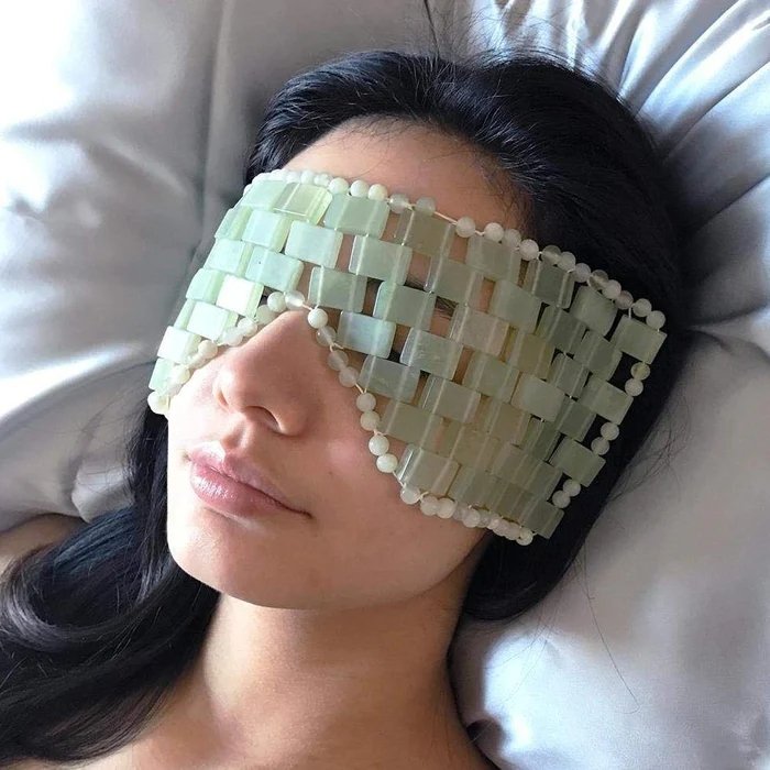 Natural Jade Eye Mask - Rose Quartz Eye Mask Massager, Sleeping Mask, Anti-Aging Hot or Cold Stone Eye Mask - Gear Elevation