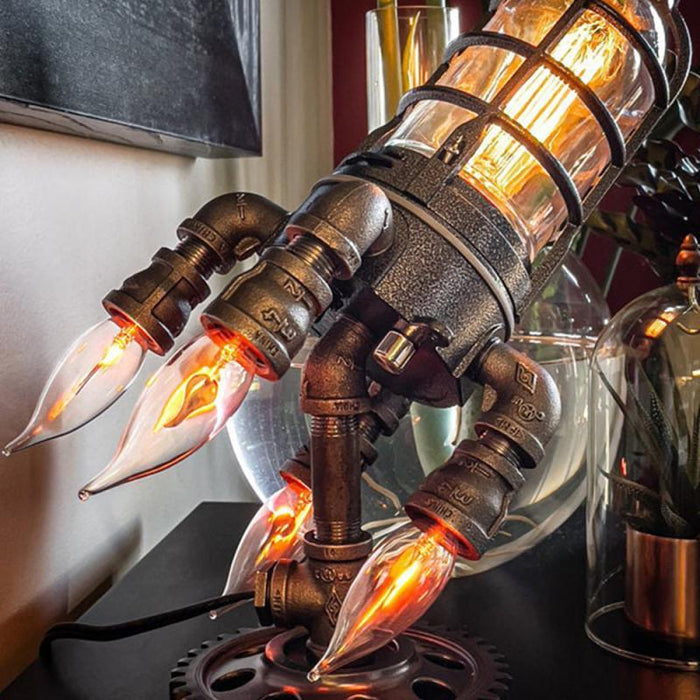 New Steampunk Rocket Lamp - Gear Elevation