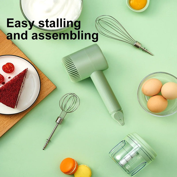 Wireless Electric Hand Mixer - 3 Speeds High Power Cordless Electric Blender for Kitchen Cooking, Baking Cake, Egg Cream, and Yeast Dough - Gear Elevation
